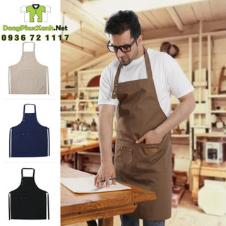 Tạp dề pha chế đẹp cho nhân viên Nam Nữ dây gài nút bấm Tạp dề phục vụ đẹp