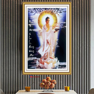 Tranh đính đá DD9689 (50cm x 75cm), tranh thêu chữ thập phật dược sư DV6474 (43cm x 63cm)