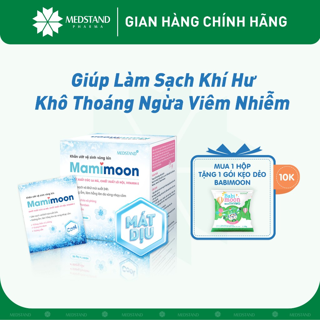Khăn ướt vệ sinh vùng kín Mamimoon Mát Dịu Êm - Giúp Làm Sạch và Khử Mùi suốt 24h