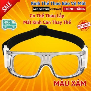 [MÀU XÁM] Kính Bảo Vệ Chơi Thể Thao, Bóng Rổ, Bóng Đá Chống Sương Mù Cao Cấp - Có Thể Lắp Mắt Kính Cận - Hãng miDoctor
