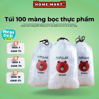 Túi màng bọc thực phẩm pe có chun co giãn dùng để bọc thức ăn túi bọc thức ăn, trùm đầu đa năng 100 cái Ehome