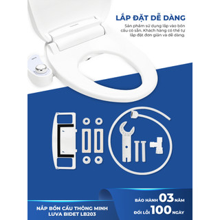Nắp bồn cầu thông minh LUVA BIDET LB203, BH 3 năm, đổi lỗi 100 ngày, xuất Hàn Quốc