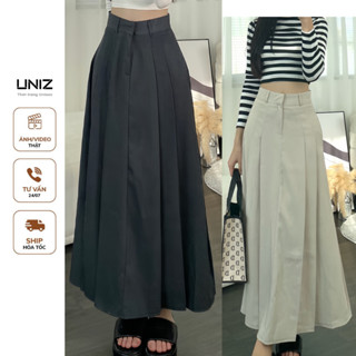 ( Ảnh thật ) Chân váy xếp ly dáng dài phong cách hàn quốc chất ruby cao cấp uniz Cv6906/p6k3