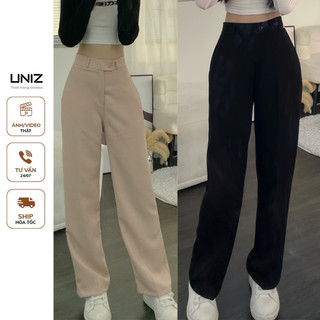    Ảnh thật   Quần tây nữ đi học  đi làm ,đi chơi ống suông rộng lưng cao   Dài 100cm   uniz quan09 P0K1 