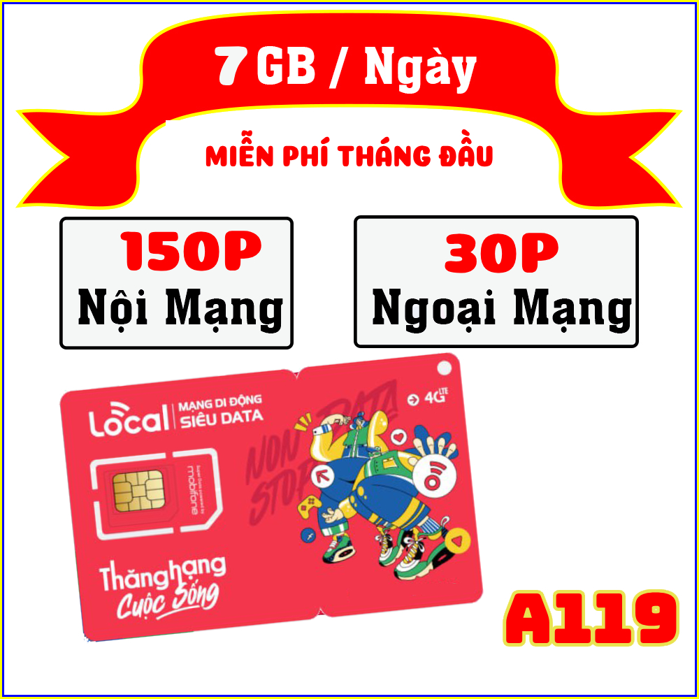 Local Mobifone A79, A119, A69 DATA 120GB/ tháng, Gọi FREE. Miễn phí tháng đầu sử dụng, RẺ 1 TT.