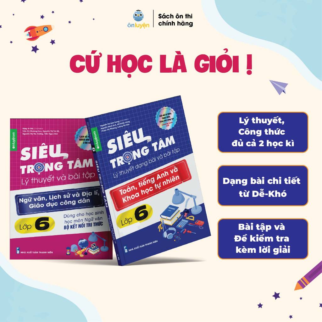 Lớp 6 (Bộ Kết nối )- Combo 2 Sách Siêu trọng tâm TOÁN, TIẾNG ANH, KHTN và Văn, Khoa học xã hội lớp 6-Nhà sách Ôn luyện