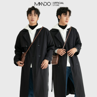 Áo Khoác Kaki Măng Tô Đen Be Nam MANDO Dáng Dài 2 Lớp Form Rộng Kiểu Dáng Basic Unisex Thời Trang Hàn Quốc COA001