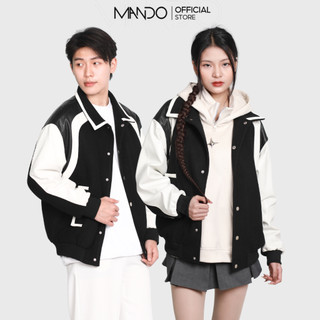 Áo Khoác Varsity Dạ Phối Da Cao Cấp MANDO Áo Khoác Bomber Phong Cách Hàn Quốc BOB009