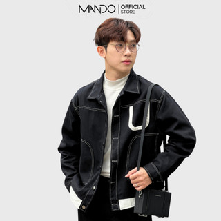 Áo Khoác Nam Kaki Jean Denim Phối Da MANDO Form Dáng Crop Màu Đen, Xanh Phong Cách Hàn Quốc JAK007
