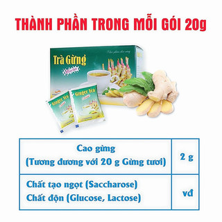 Trà gừng hòa tan Hadiphar ( bịch 10 gói×20g)