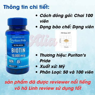 Viên uống giúp mọc tóc, giảm rụng tóc Puritan s Pride Ultra Mega Biotin