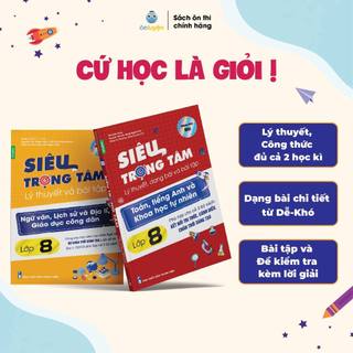 Lớp 8 (Bộ Chân Trời )- Combo 2 Sách Siêu trọng tâm TOÁN, TIẾNG ANH, KHTN và Văn, Khoa học xã hội lớp 8-Nhà sách Ôn luyện
