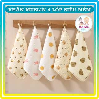 Khăn mặt, khăn sữa muslin 4 lớp cao cấp bo viền mẫu mới cho bé