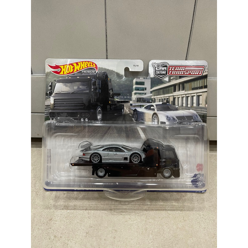 Xe mô hình đồ chơi bánh cao su Hotwheels 1:64 PREMIUM - TEAM TRANSPORT - 1997 Mercedes-Benz CLK-GTR/