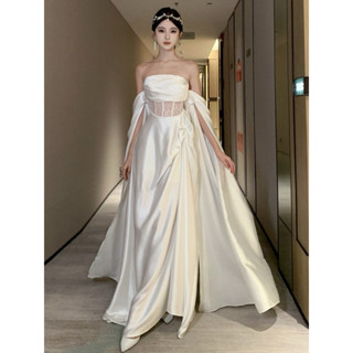 LH-001 Váy Thiết Kế Cúp Ngực Chiết Eo Ống Tay Dài Váy Đi Bàn Váy Dự Tiệc Thiết Kế Riêng (HÀNG QUẢNG CHÂU CAO CÂP)