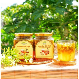 Hoa đu đủ đực ngâm mật ong rừng hũ 500g/1kg, Hoa đu đủ đực ngâm mật ong thiên nhiên nguyên chất