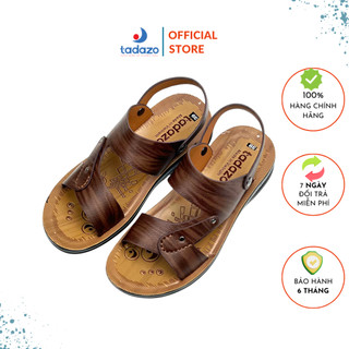 Dép da nam cao cấp Sandal đế cao, da mềm mại, đế cao su nguyên khối, khâu may chân quai siêu chắc chắn TD735-C
