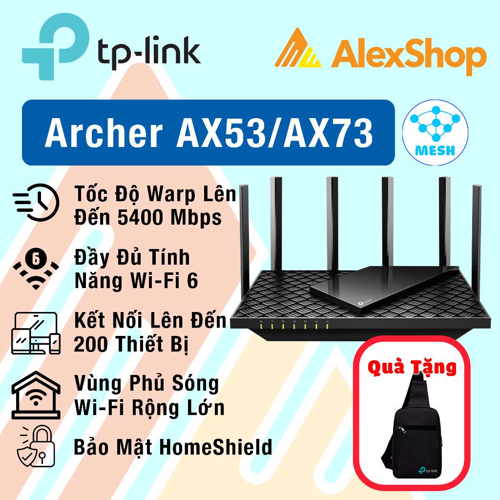 [TẶNG QUÀ] Archer AX73 / AX53 Phát WiFi 6 Tp-Link Mesh AX5400 / AX3000 Gigabit - Chính Hãng