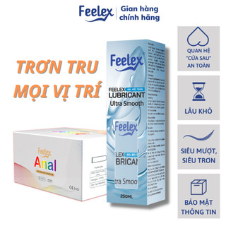 Combo trơn trượt Bao cao su hậu môn Feelex Anal và Gel bôi trơn quan hệ Feelex Lubricant siêu trơn