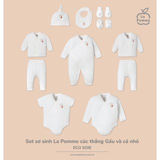 La pomme SS2024 set sơ sinh La pomme gấu và cá nhỏ - Trắng