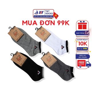 Tất nam cổ ngắn trinh chung logo viền cổ t&t socks - nam204