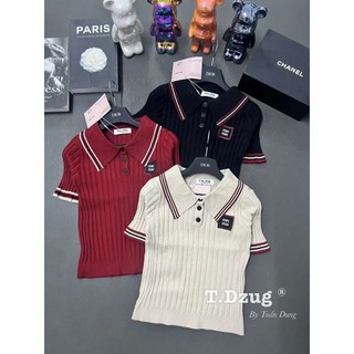Áo len viền kẻ thêu chữ hàng QCL1