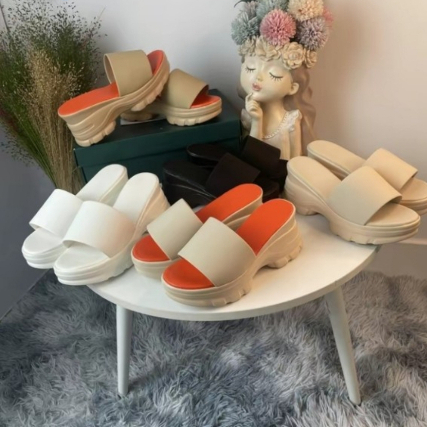 Dép Xuồng Nữ NT STORE 9cm Quai Ngang Đế Bánh Mì PU Siêu Nhẹ Hack Dáng