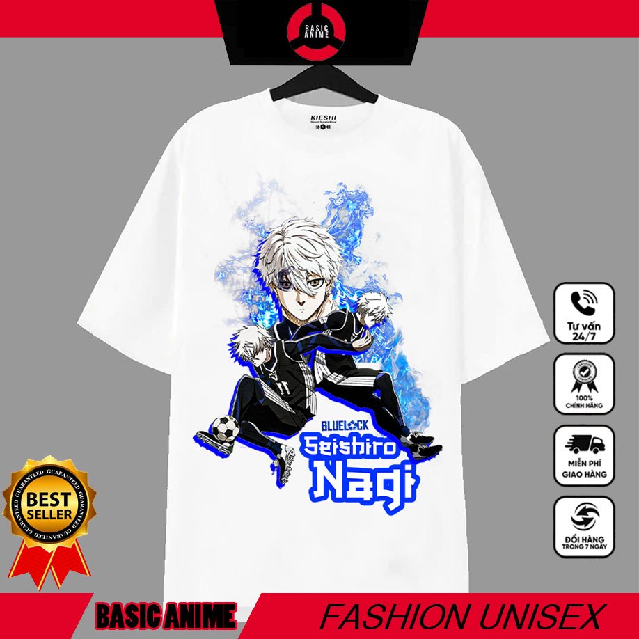 Áo Thun Oversize nhân vật Nagi Blue Lock, Áo Phông Nam nữ in họa tiết bóng đá