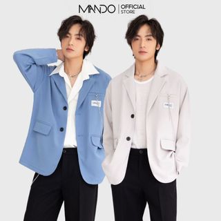 Áo Blazer Dài Tay Nam MANDO Kèm Phụ Kiện Kiểu Dáng Unisex Trẻ Trung Thời Trang Hàn Quốc BLZ005 - BLZ004