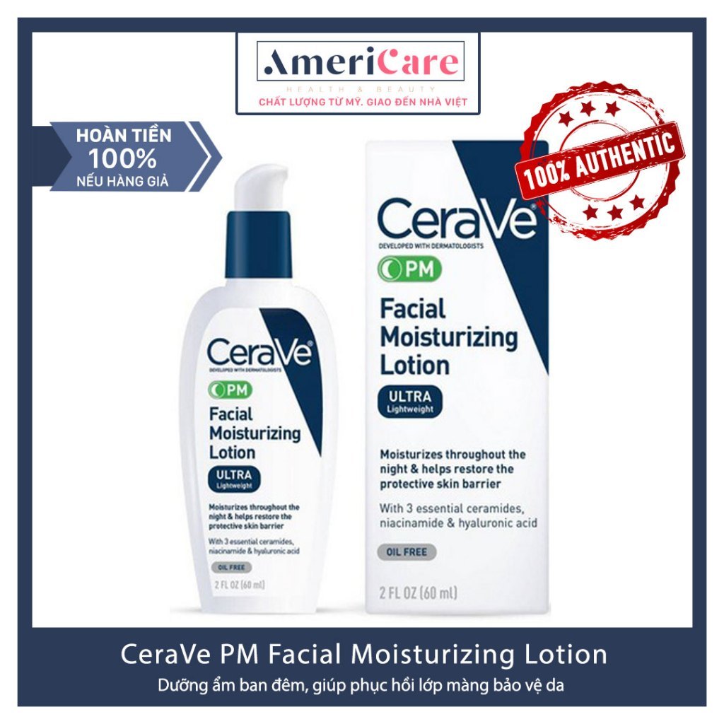 Kem dưỡng ẩm CeraVe PM Facial Moisturizing Lotion 89ml (shupauth)
