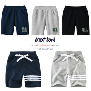 Quần short bé trai 27Kids quần thun cho bé họa tiết thể thao chất cotton mẫu mới 2024