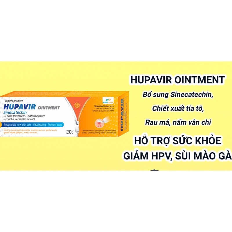 Hupavir Ointment 20 gam  ,hỗ trợ giảm sùi cho nam và nữ, bôi được ở miệng lưỡi và vết thương hở chính hãng