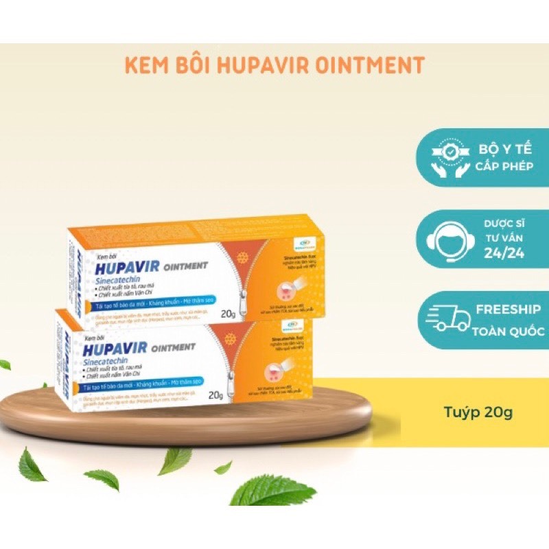 Hupavir Ointment 20 gam  ,hỗ trợ giảm sùi cho nam và nữ, bôi được ở miệng lưỡi và vết thương hở chính hãng