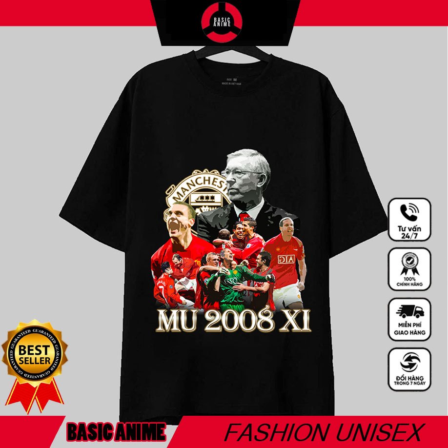 Áo Thun Oversize Manchester United 2008 XI, Áo Phông Nam Nữ in họa tiết bóng đá