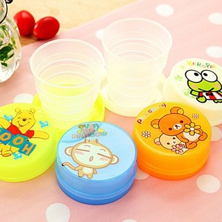 Cốc nhựa gấp gọn hoạt hình có nắp đậy siêu dễ thương