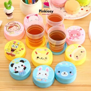 Cốc nhựa gấp gọn hoạt hình có nắp đậy siêu dễ thương