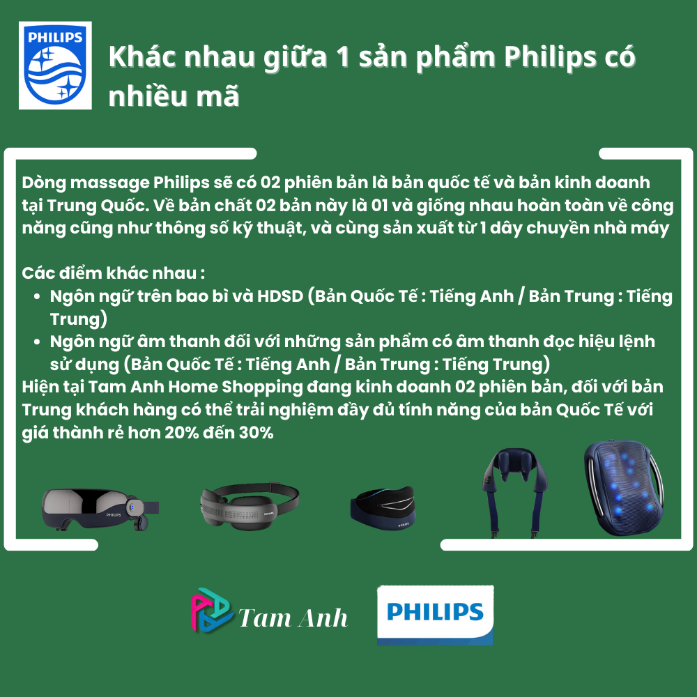 Máy Massage Mắt PHILIPS PPM5202E-kỹ thuật massage & âm thanh bluetooth - Chính Hãng