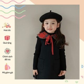 Váy ngắn tay tiểu thư phối cổ sen caro Danchau 88