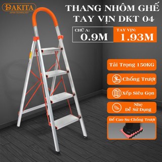 Thang ghế nhôm tay vịn 4 bậc nhật bản dakita dkt-04 chữ a bản to xếp gọn, nhẹ