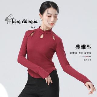 Áo thun cổ trụ tay dài, vạt bầu, cổ khoét hình giọt nước, MẪU MỚI 2024