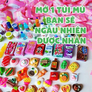 Túi mù blind bag mô hình mini trang trí, ngẫu nhiên nhận được đồ mini đồ ăn chai nước , test nhân phẩm may mắn