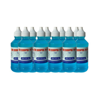 Lốc 10 chai cồn xanh 90 độ bidopha 60ml