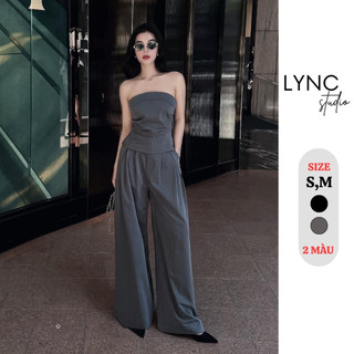 Lync studio - set áo xếp ly cúp ngực mix quần ống rộng chuẩn tag wgwe lcs0065s