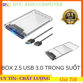 HDD BOX 2.5" TRONG SUỐT Glowy G21U3 / 2020U3 Sata III USB 3.0- Nắp Trượt
