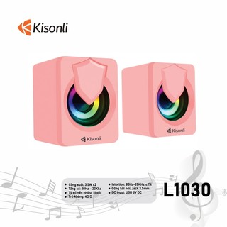 Loa vi tính kisonli 2.0 l-1030 . loa máy tính để bàn mini màu hồng led rgb 2.0 kisonli l1030 gaming dễ thương có d