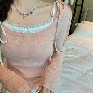 Áo brandy melville SANJOLI  chất Thun croptop Tay Dài Giả Hai Mảnh Dáng Ôm Thời Trang Cho Nữ AO015