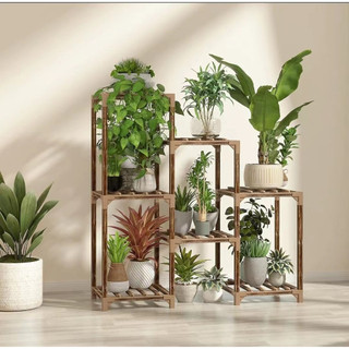 Kệ Hoa Cây Cảnh Phòng Khách, Ban Công Nhiều Tầng Chất Liệu Gỗ Tự Nhiên Xử Lý Nhiệt Cacbon