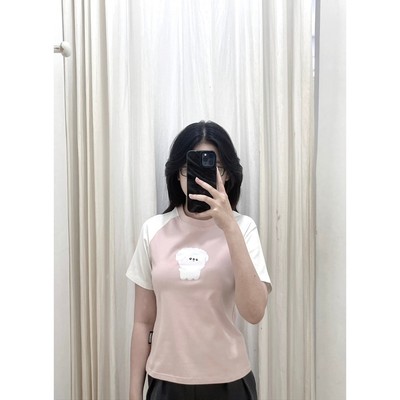 YU CHERRY | Áo thun Baby Tee nữ cotton 4 chiều tay ngắn Puppy Babytee YP037