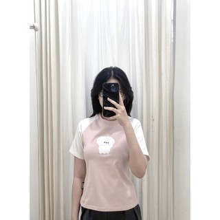 YU CHERRY | Áo thun Baby Tee nữ cotton 4 chiều tay ngắn Puppy Babytee YP037