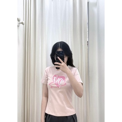 YU CHERRY | Áo thun Baby Tee nữ cotton 4 chiều tay ngắn Love Arrow Babytee YP038
